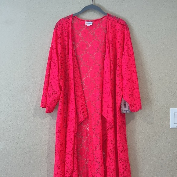 NEW WITH TAGS Women’s LULAROE Shirley soft stretchy Lace open front cardi top L - Picture 2 of 6